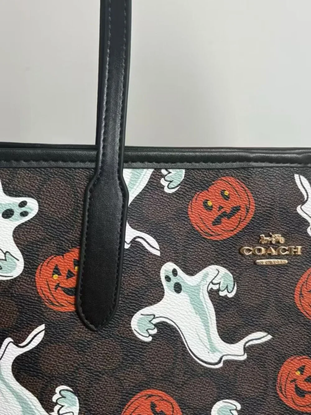 Coach Halloween Limited Edition Ghost Pumpkin Signature Tote Bag